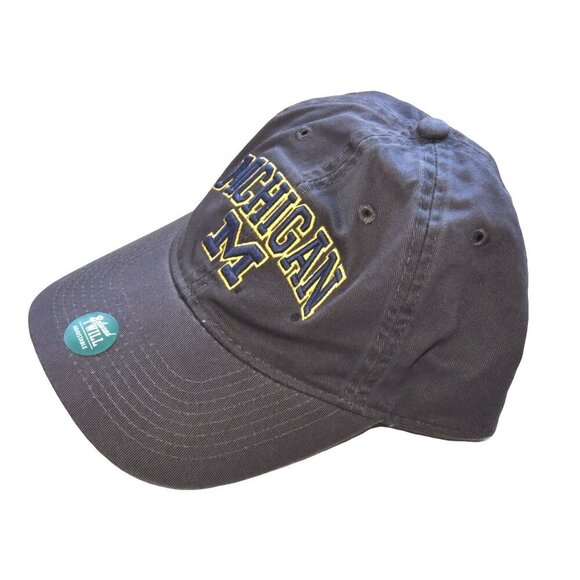 NWT Legacy Michigan Wolverine Twill Hat Dark Grey Vintage Wash Academia - Picture 2 of 6